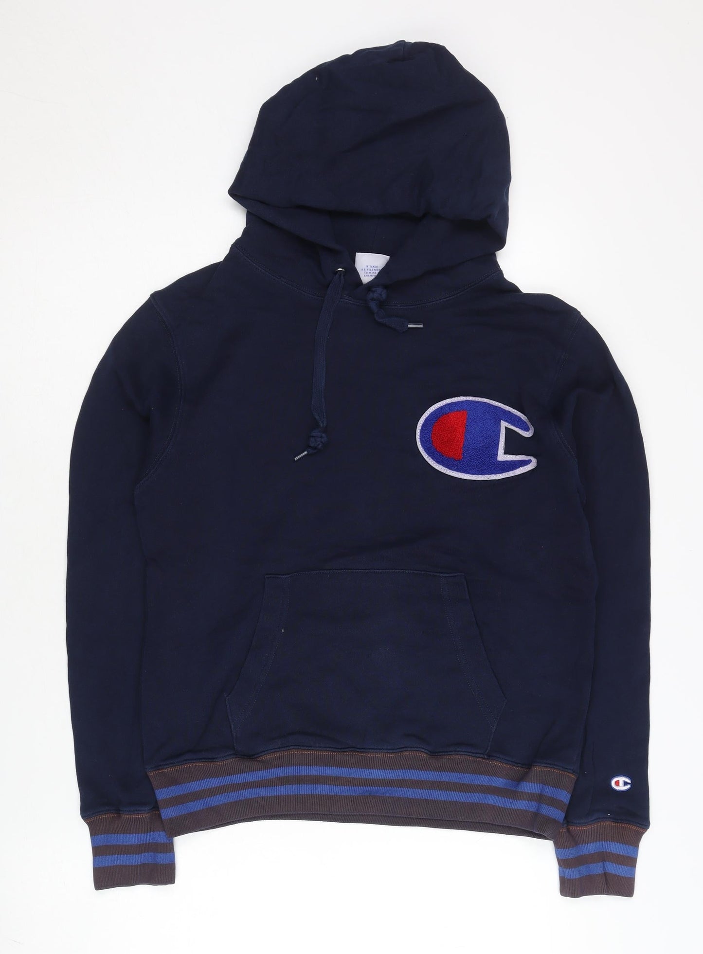 Champion Men’s Blue Pullover Hoodie Small Logo Fleece Sportswear