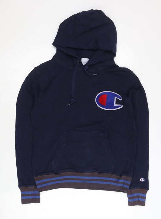 Champion Men’s Blue Pullover Hoodie Small Logo Fleece Sportswear