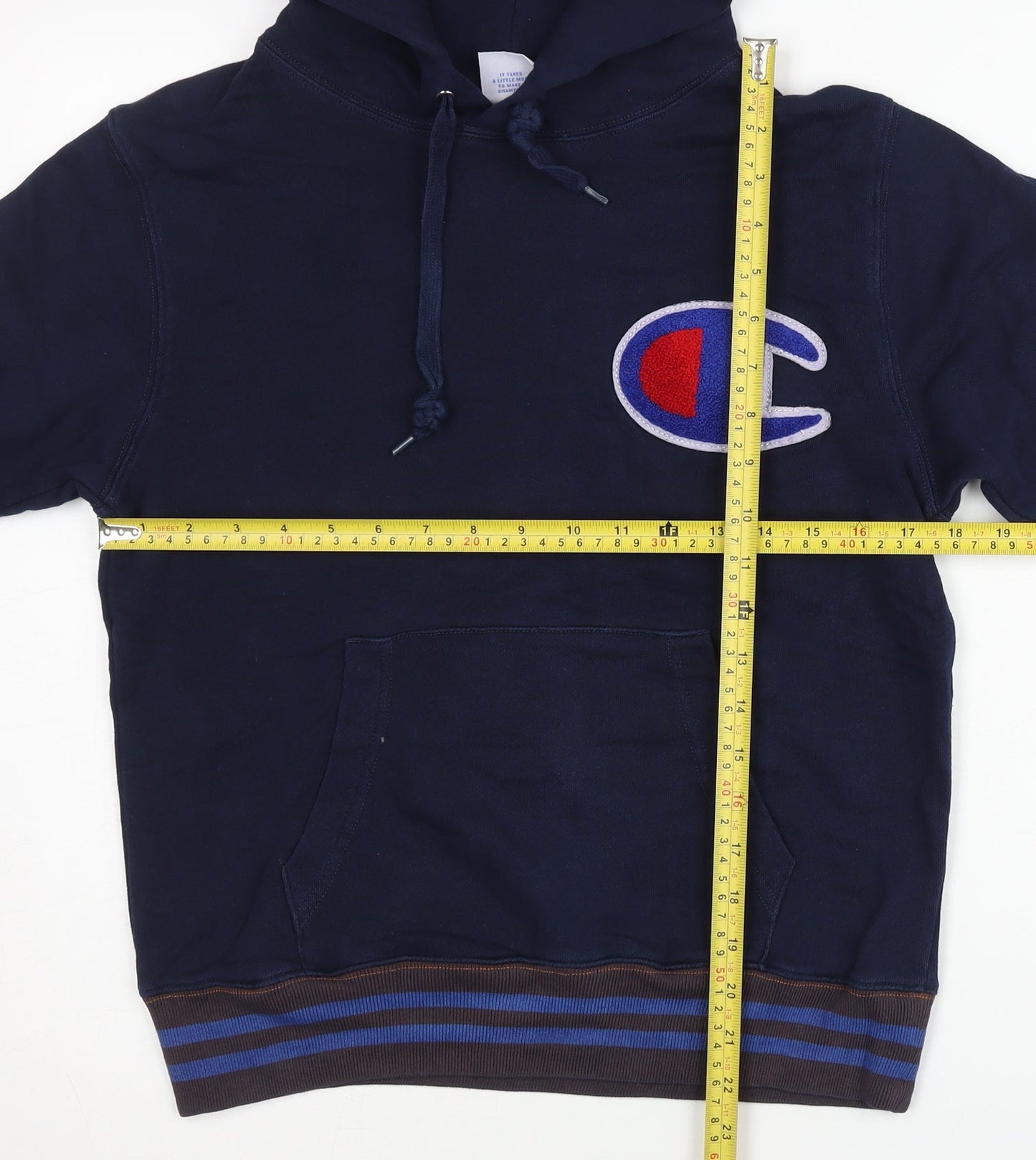 Champion Men’s Blue Pullover Hoodie Small Logo Fleece Sportswear