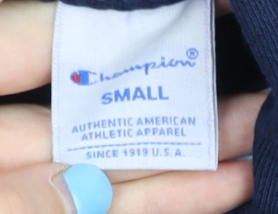 Champion Men’s Blue Pullover Hoodie Small Logo Fleece Sportswear