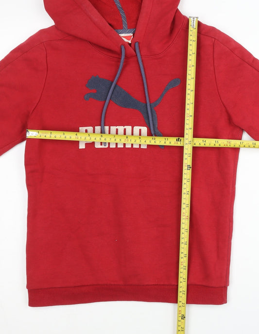Puma Men's Red Pullover Hoodie Fleece Medium Hooded Logo Autumn Winter