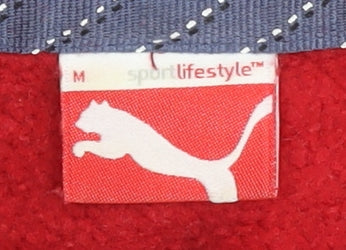 Puma Men's Red Pullover Hoodie Fleece Medium Hooded Logo Autumn Winter