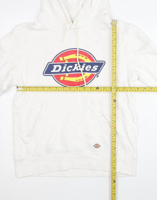 Dickies Men’s White Pullover Hoodie M Logo Print Cotton Jersey