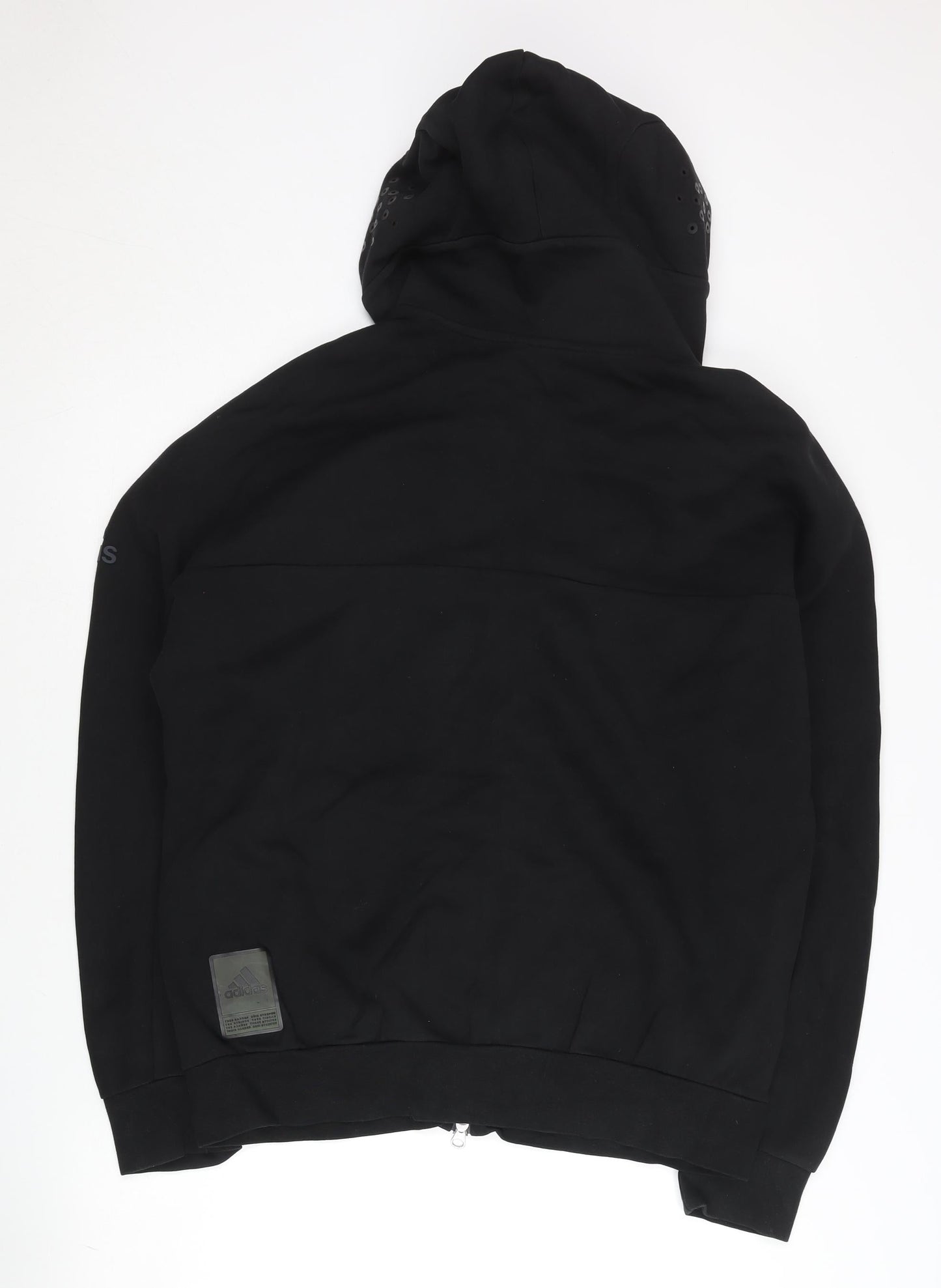 Adidas Men’s Black Full Zip Hoodie L Regular Fit Cotton Blend