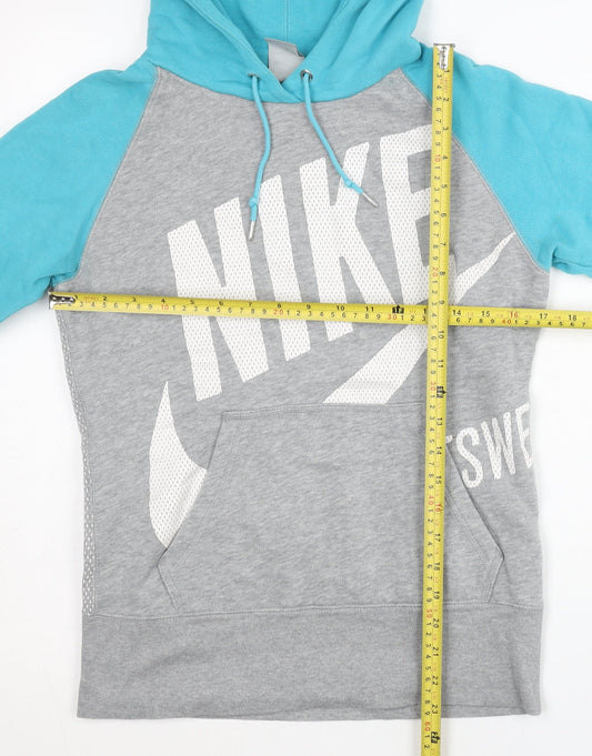 Nike Women’s Grey & Turquoise Pullover Hoodie M Raglan Sleeves