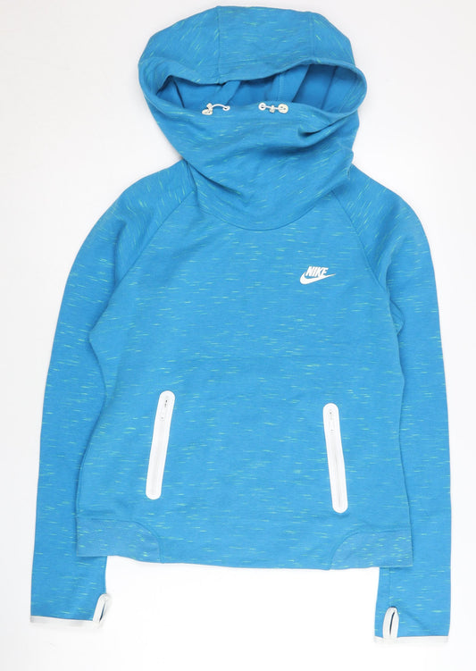 Womens UK XL Regular Nike Blue Pullover Hoodie