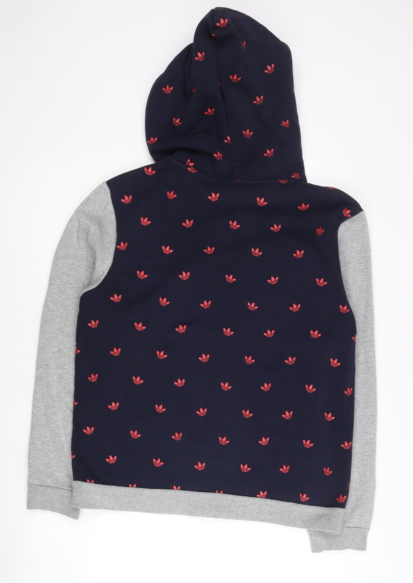 Adidas Mens Blue Full Zip Hoodie L Sports Logo Graphic Print