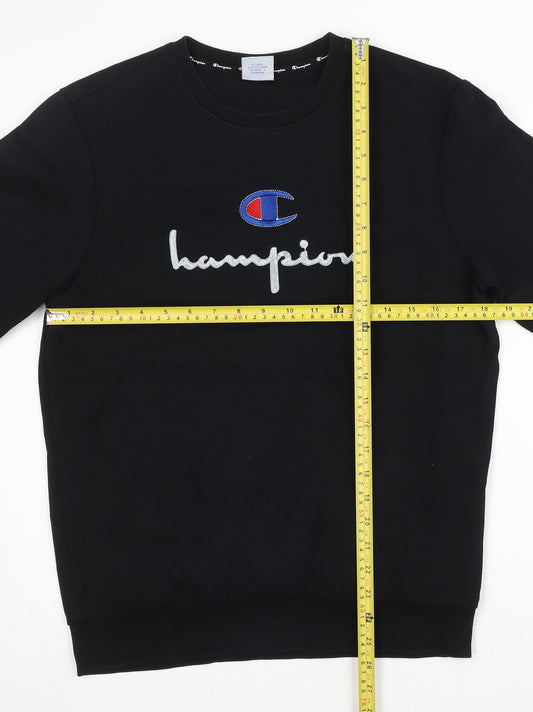 Champion Men’s Black L Pullover Sweatshirt Embroidered Logo