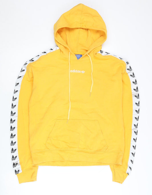 Adidas Men's Yellow Pullover Hoodie S Logo Tape Long Sleeve Sportswear