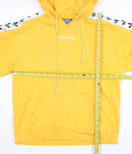 Adidas Men's Yellow Pullover Hoodie S Logo Tape Long Sleeve Sportswear