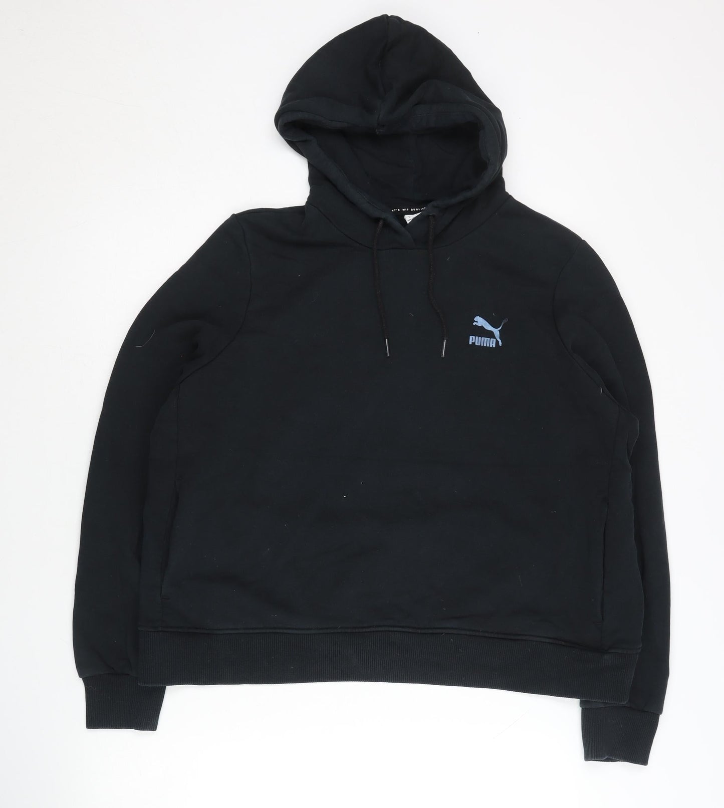 Puma Women’s Black Pullover Hoodie Size 14 Cotton Logo Autumn Winter