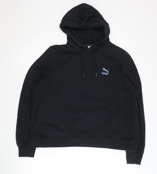 Puma Women’s Black Pullover Hoodie Size 14 Cotton Logo Autumn Winter
