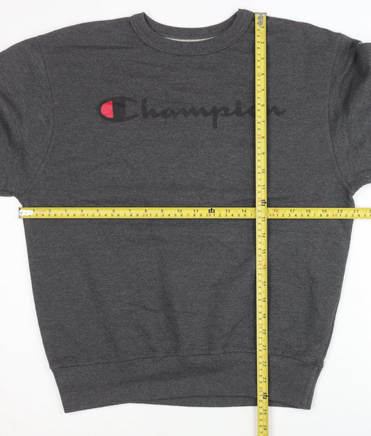 Champion Men's Grey Crew Neck Logo Sweatshirt Size S Pullover