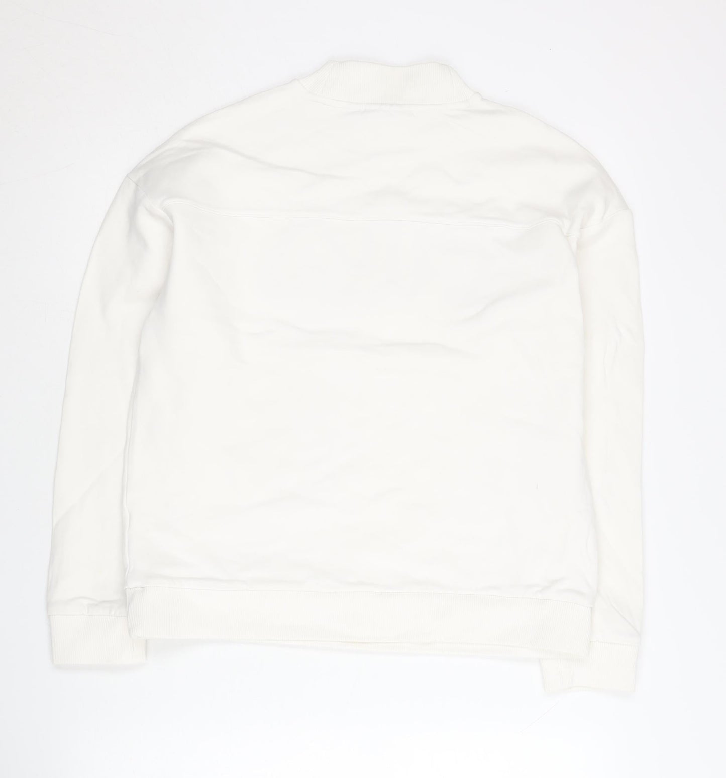 FILA Men’s White Pullover Sweatshirt M Logo Long Sleeve Jersey Cotton