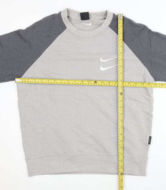 Nike Mens Grey Raglan Sleeve Crew Neck Logo Sweatshirt M