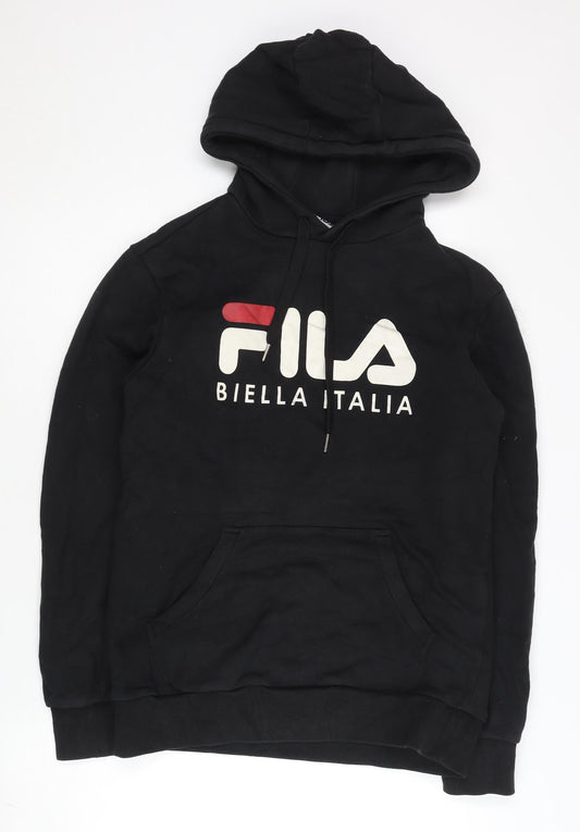 FILA Men’s Black Pullover Hoodie Medium Regular Fit Logo Sportswear
