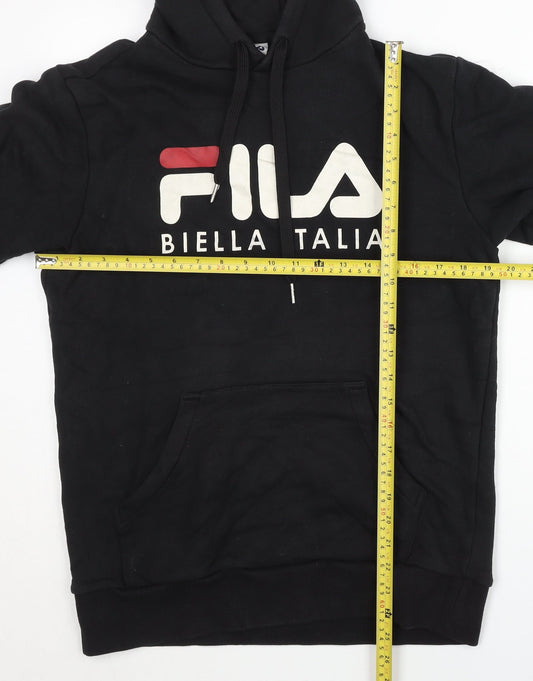FILA Men’s Black Pullover Hoodie Medium Regular Fit Logo Sportswear