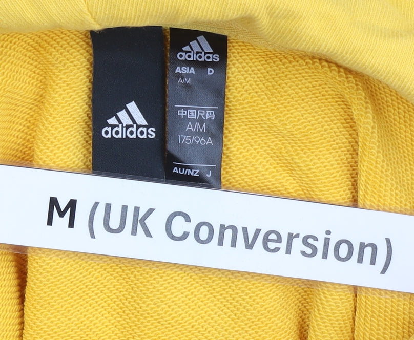 Adidas Men's Yellow Pullover Hoodie M Logo Sportswear