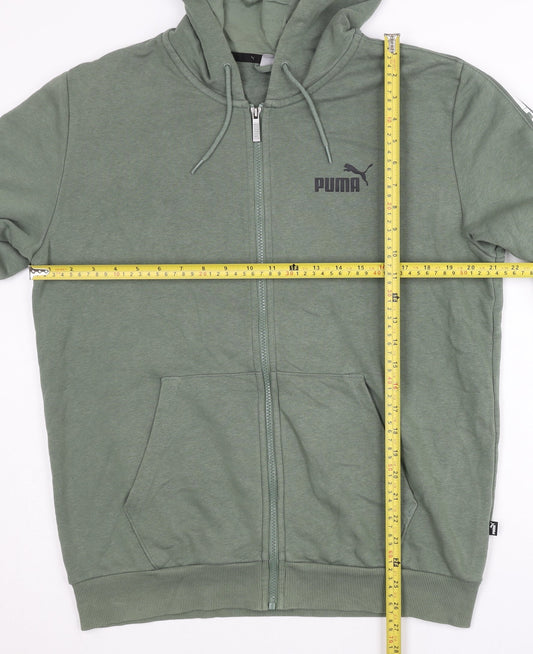 Puma Men’s Green Full Zip Hoodie L Jersey Cotton Blend