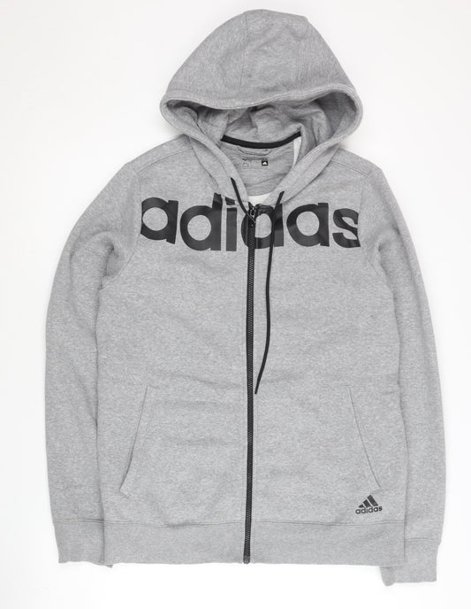 Adidas Men's Grey Full Zip Hoodie Size L Sport Essentials