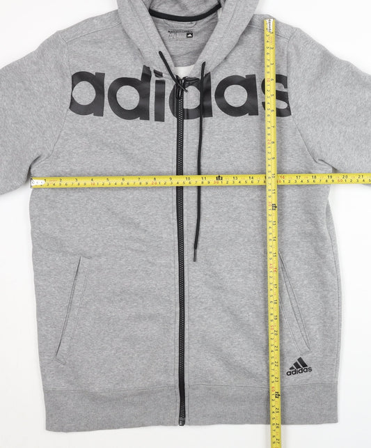 Adidas Men's Grey Full Zip Hoodie Size L Sport Essentials