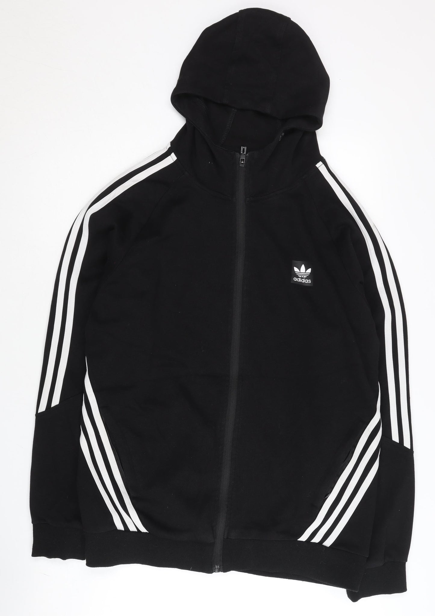 Adidas Men’s Black Full Zip Hoodie XL Jersey Cotton Sportswear