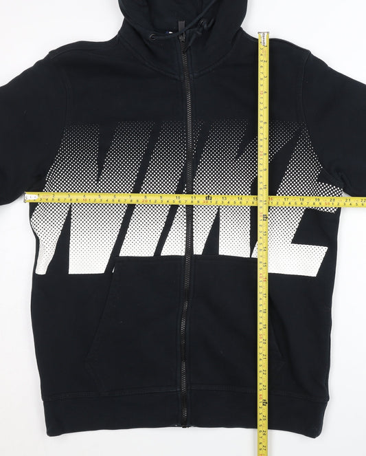 Nike Men’s Black Full Zip Hoodie L Regular Fit Graphic Logo