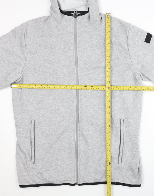 Adidas Men's Grey L Full Zip Hoodie Reflective Sportswear