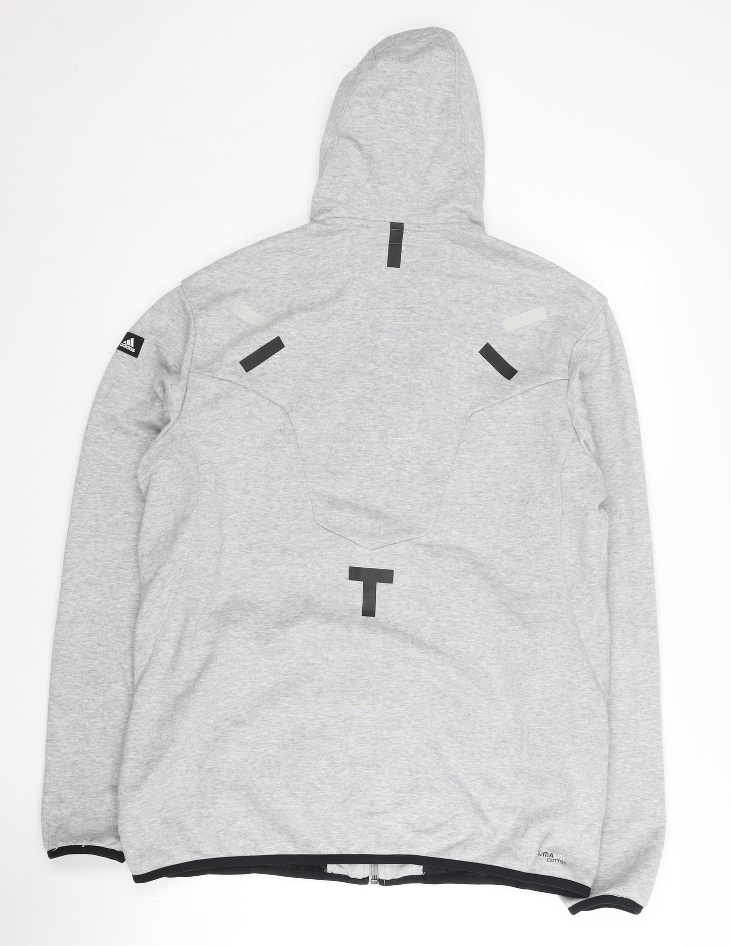 Adidas Men's Grey L Full Zip Hoodie Reflective Sportswear