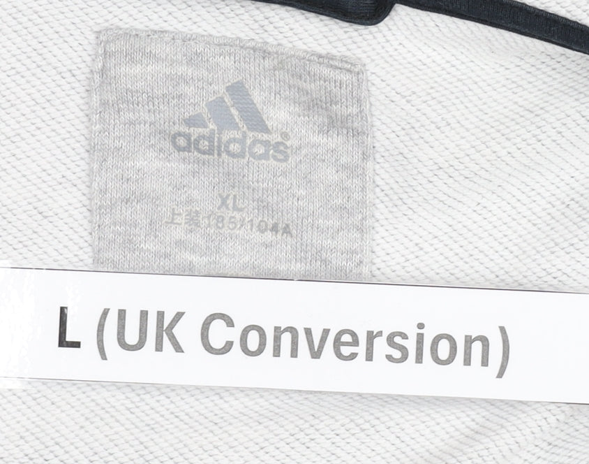 Adidas Men's Grey L Full Zip Hoodie Reflective Sportswear