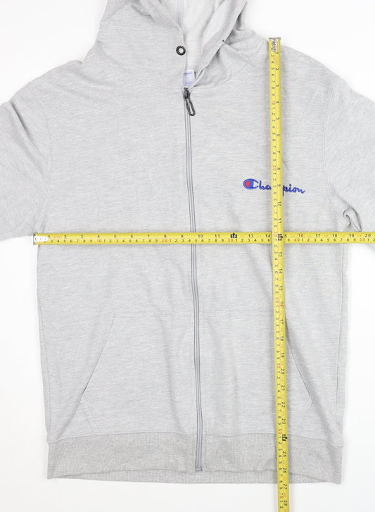 Champion Men's Grey Full Zip Hoodie Size L Regular Fit