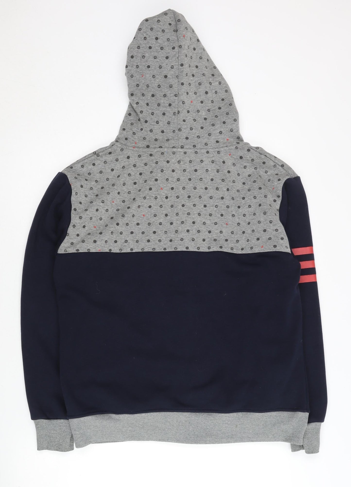 adidas Men’s Grey & Blue Full Zip Hoodie L Sports Polka Dot Logo