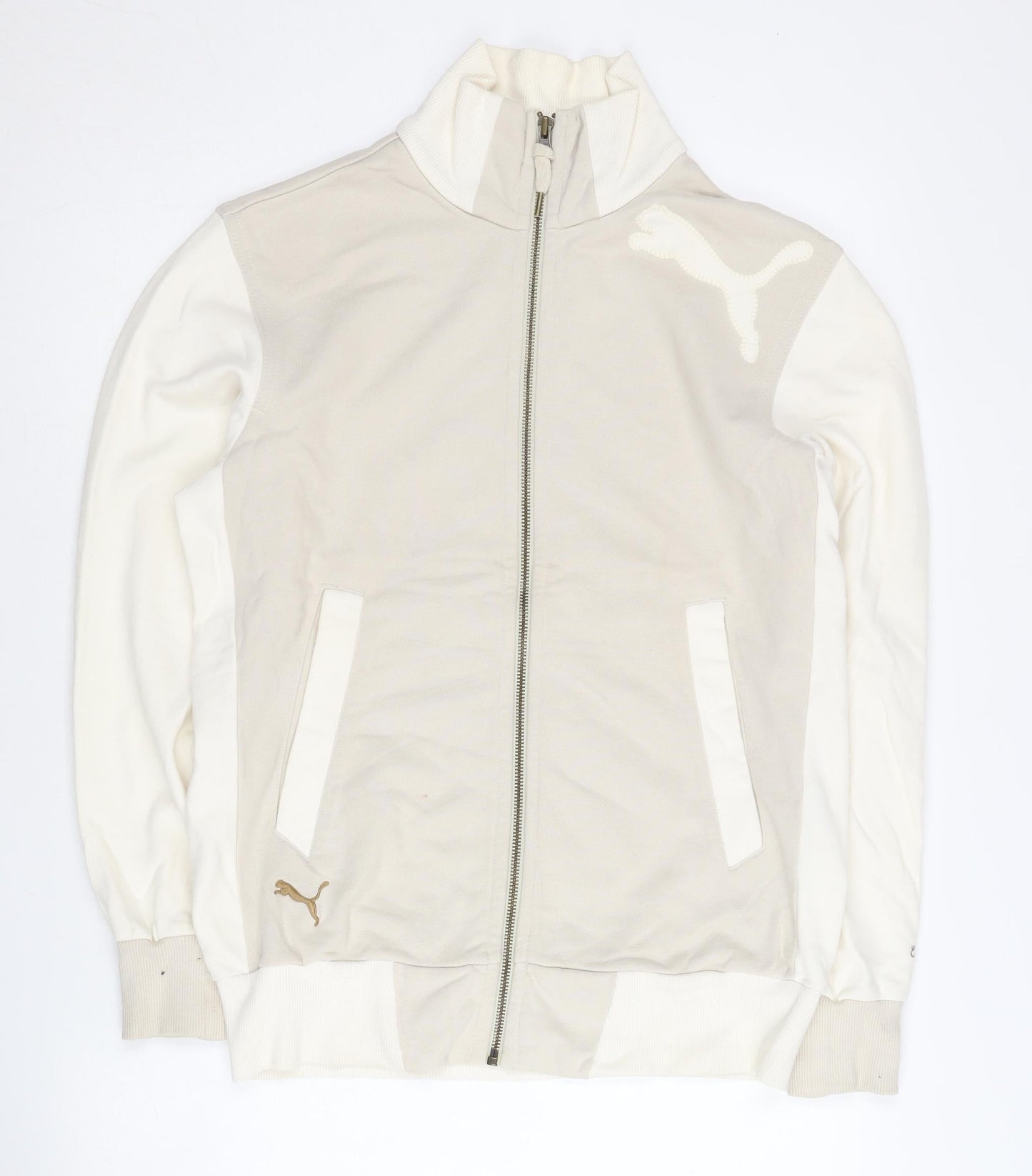 Puma Men’s Beige Track Jacket S Full Zip Stand Collar Sportswear