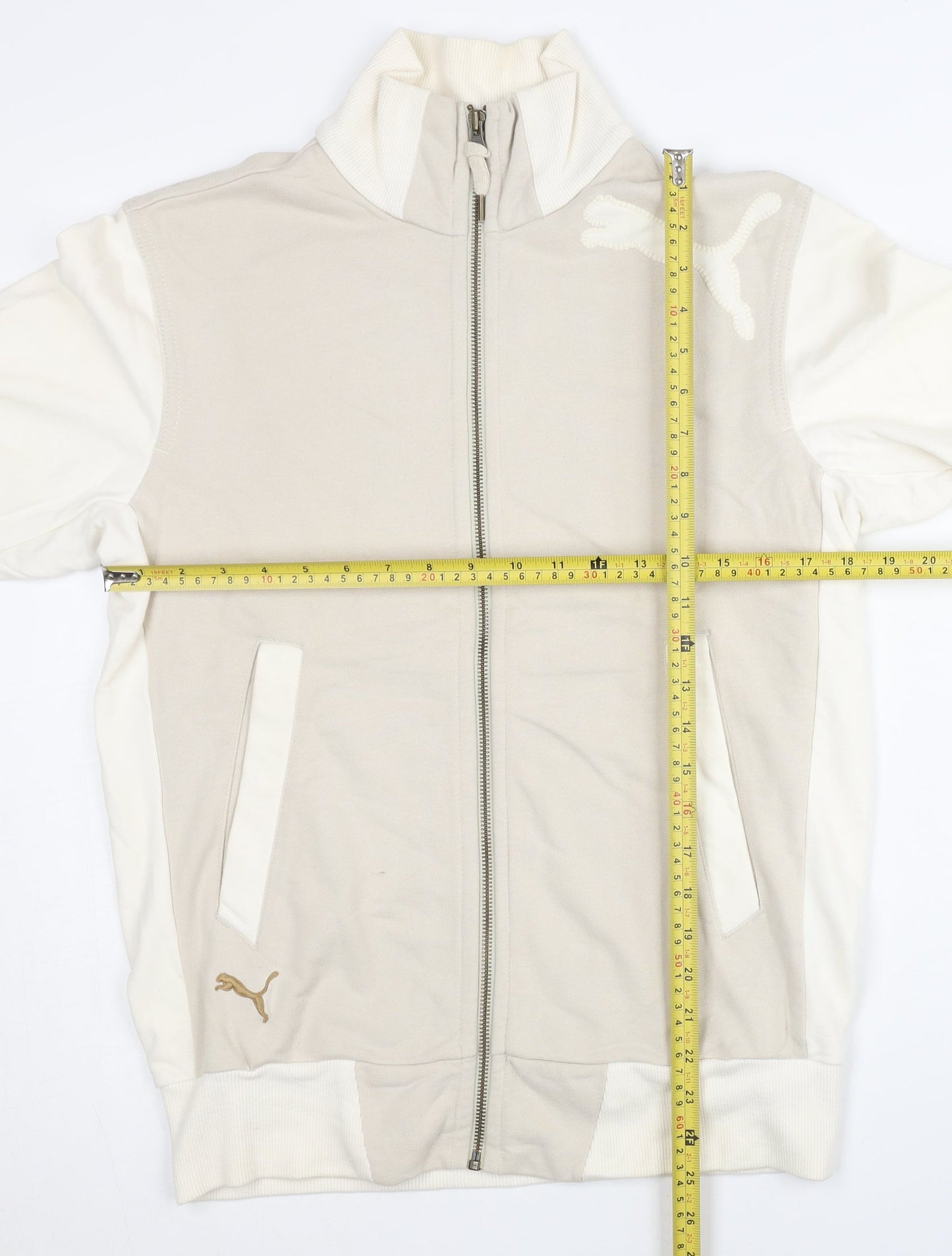 Puma Men’s Beige Track Jacket S Full Zip Stand Collar Sportswear
