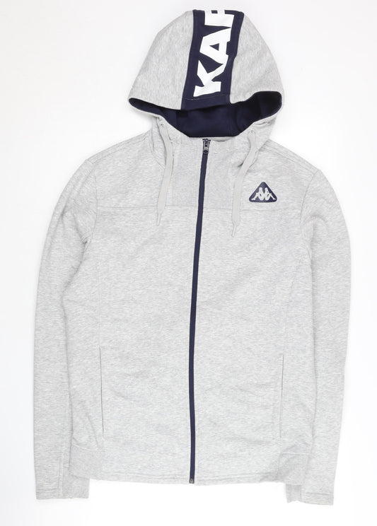 Kappa Men's Grey Full Zip Hoodie L Regular Fit Logo Jersey