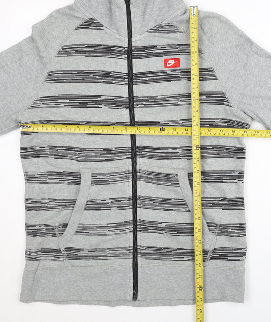 Nike Men's Grey Striped Full Zip Hoodie Size L Regular Fit