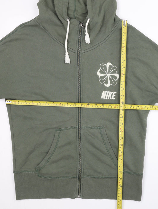 Nike Men's Green Full Zip Hoodie XL Running Sports Cotton
