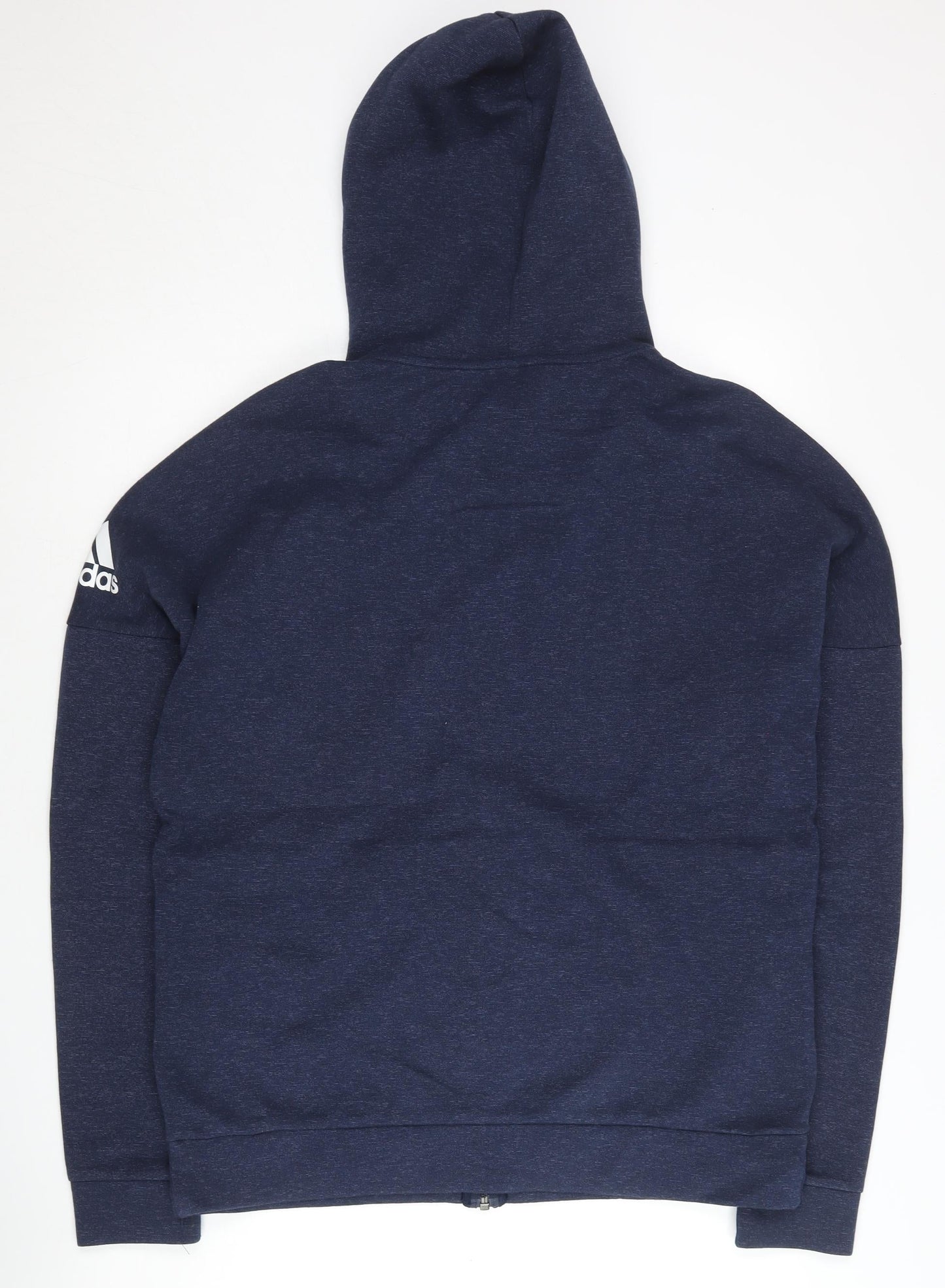Adidas Men's Blue Full Zip Hoodie L Regular Fit Jersey Cotton Blend