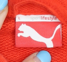 Puma Men’s Red Full Zip Hoodie L Jersey Logo Sportswear