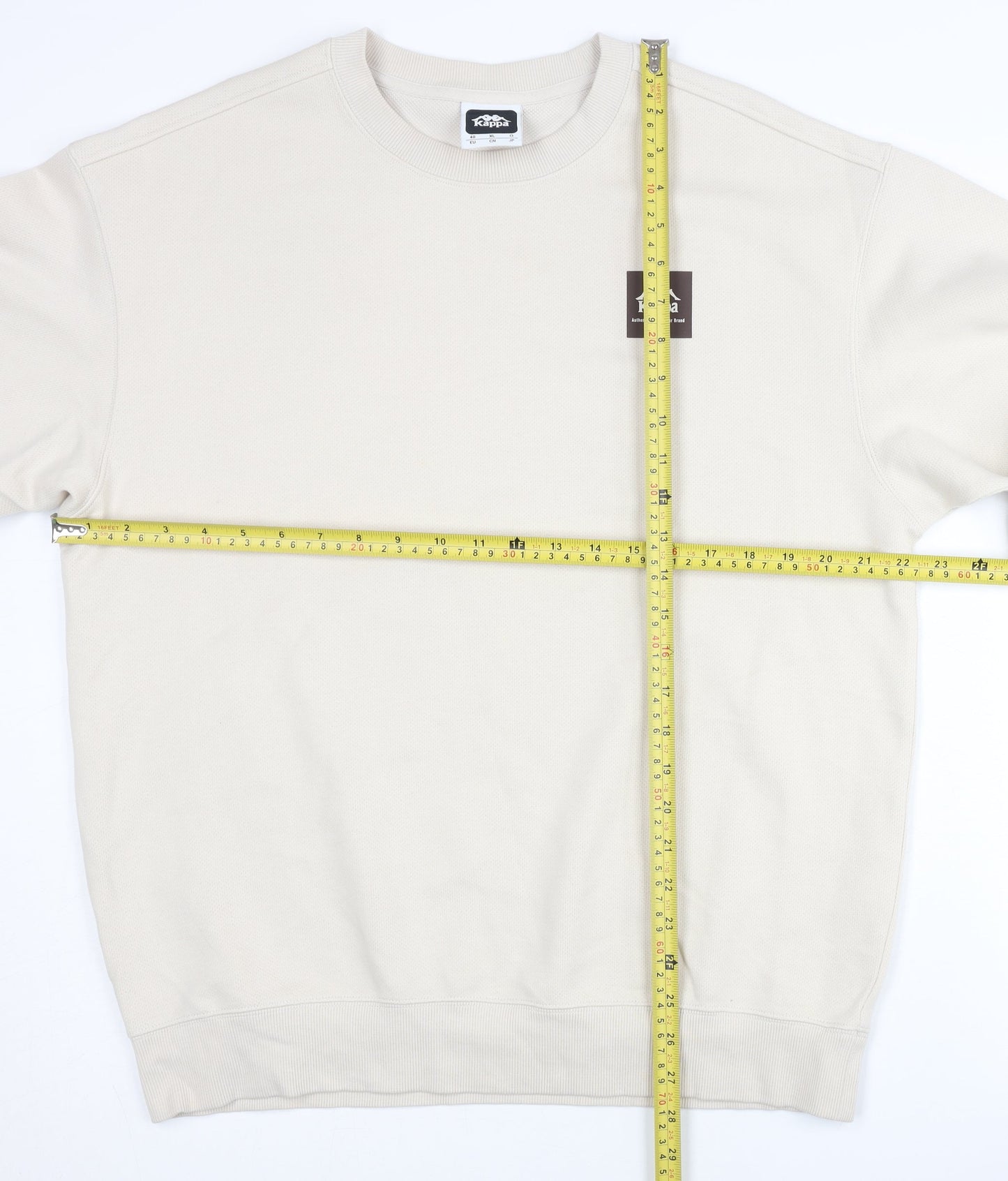 Kappa Men's Beige XL Pullover Sweatshirt Crew Neck Logo