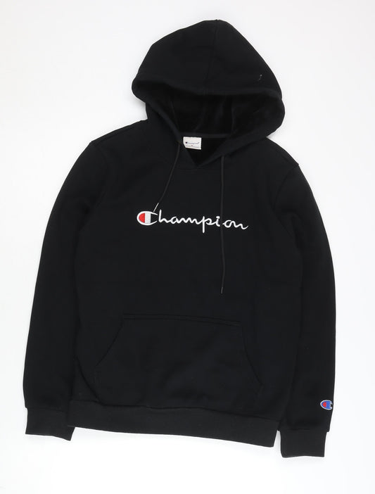 Champion Men's Black Pullover Hoodie M Embroidered Logo Sportswear