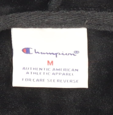 Champion Men's Black Pullover Hoodie M Embroidered Logo Sportswear