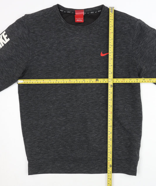 Nike Men's Grey Pullover Sweatshirt L Logo Sports Jersey Crew Neck