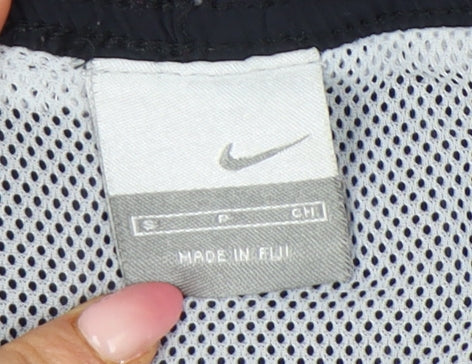 Brand and care label for Nike Men's Black Small Swim Shorts Elastic Waist Quick Dry Mesh Lining