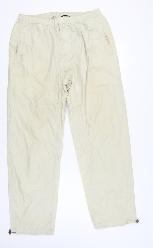 Columbia Mens Beige Cargo Trousers L 36W 31L Elastic Waist Travel