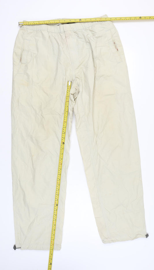 Columbia Mens Beige Cargo Trousers L 36W 31L Elastic Waist Travel