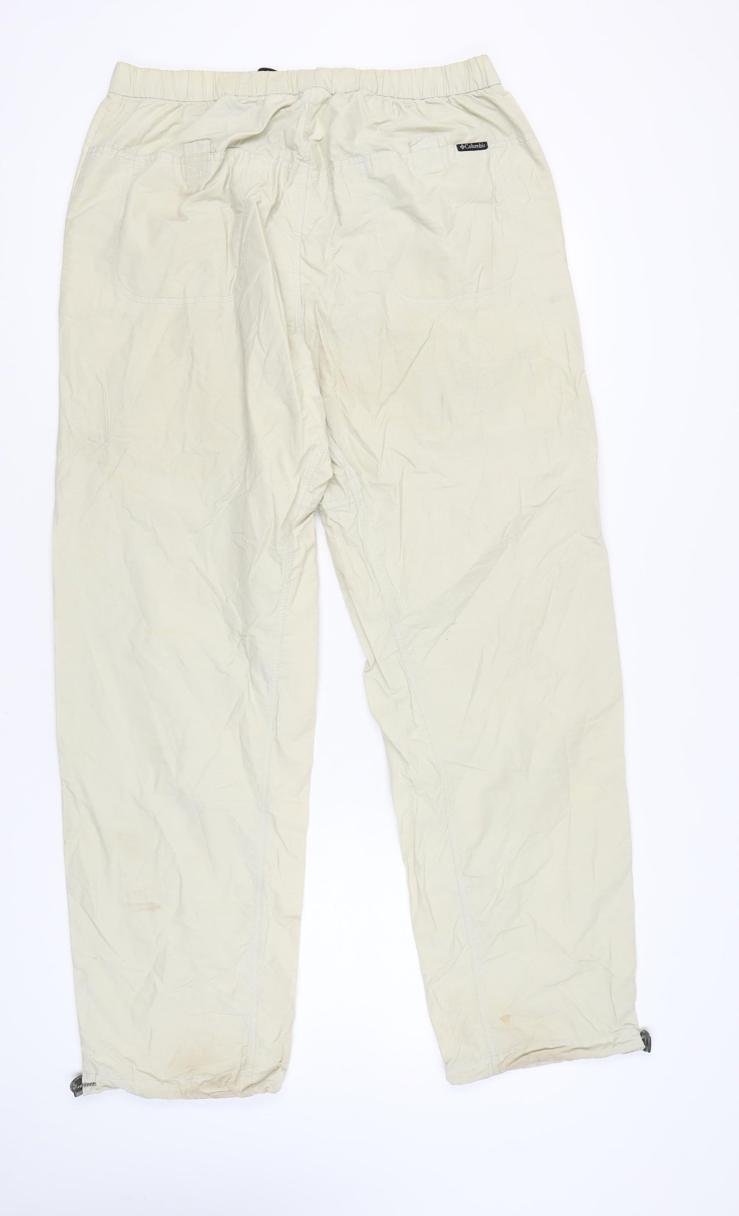Columbia Mens Beige Cargo Trousers L 36W 31L Elastic Waist Travel