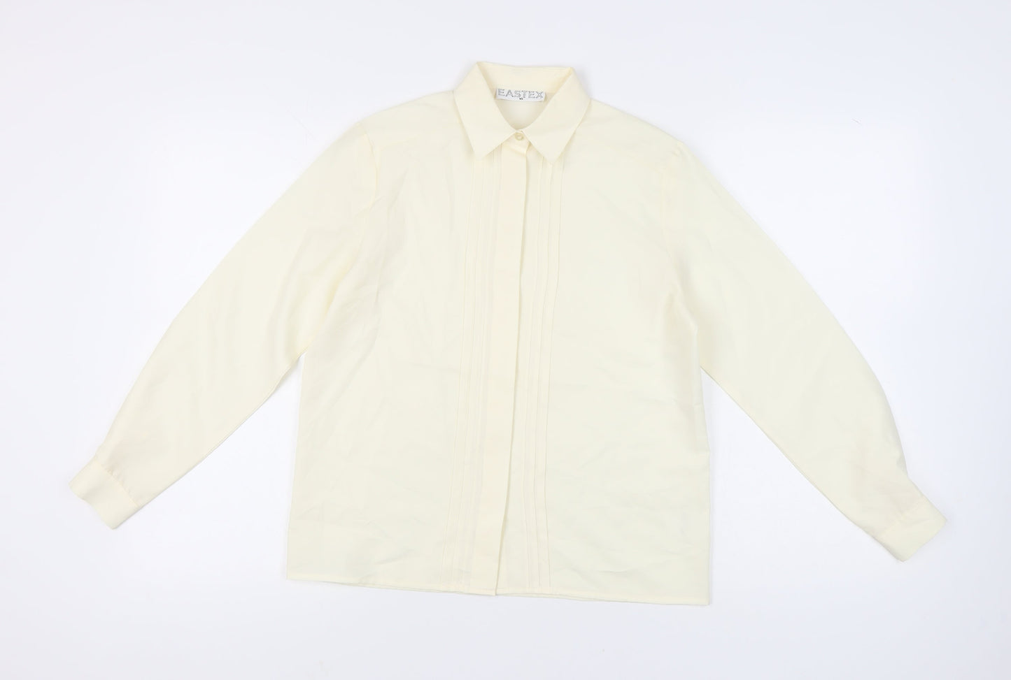 Eastex Women Ivory Size 10 Button-Up Collared Long Sleeve Shirt