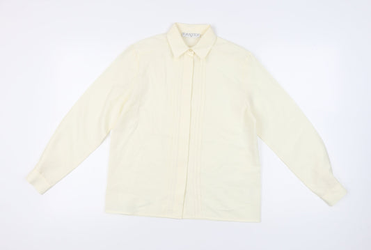 Eastex Women Ivory Size 10 Button-Up Collared Long Sleeve Shirt