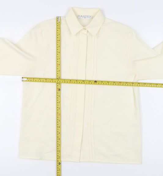 Eastex Women Ivory Size 10 Button-Up Collared Long Sleeve Shirt
